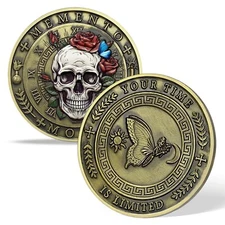 Rose Skull Memento Mori Coin Carpe Diem Coin Stoic Memento Vivere Challenge Coin