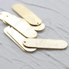 10 Pieces Raw Brass Brushed Cut Rectangle Charm - 32x10mm (CW-4061C-N-381)