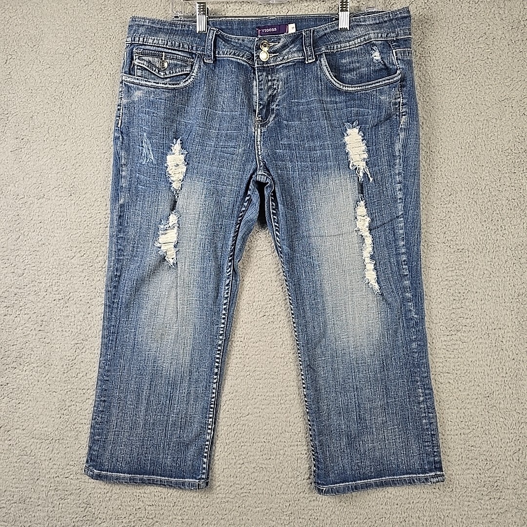VIGOSS Capri Jeans Cropped Women's Size 17 Blue Denim 