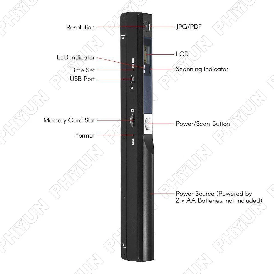 Black Portable Scanner HD 900DPI Handheld Scanner Pen Scanner 255mmx 28mmx 25mm - Image 2 of 4
