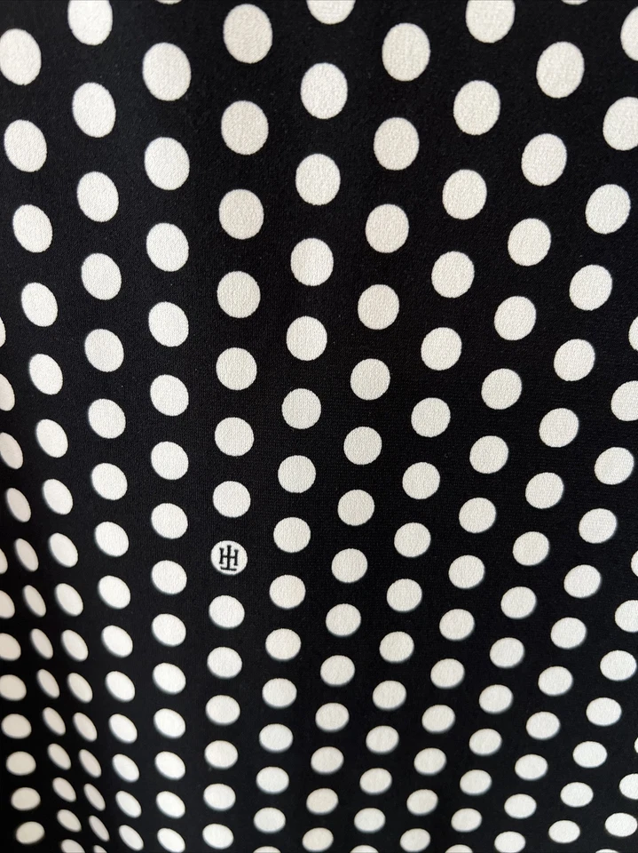 Tommy Hilfiger A-line Dress Black with Polka Dot Bell Sleeve Women size 6 - Image 2 of 4