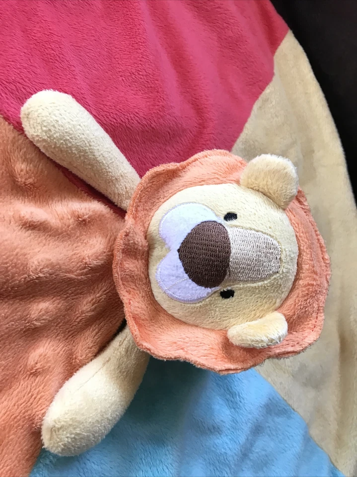 Manta de seguridad a rayas Koala Baby Lion naranja verde amarillo Lovey Minky Dot Foto 2 de 4