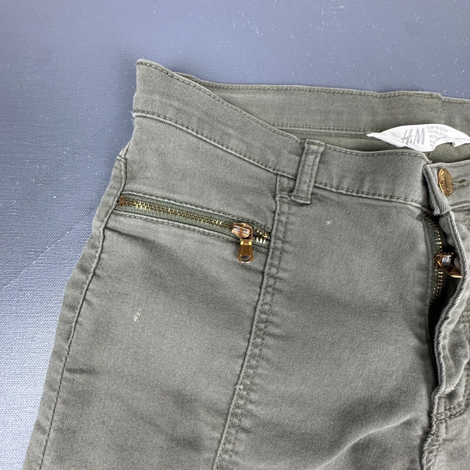 H & M девочек брюки размер 14Y оливковый зеленый узкие эластичной молнии карманы повседневный стильный - Изображение 4 из 4