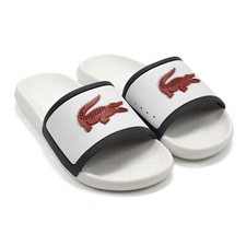 Sandalias Lacoste Mujer Chanclas Croco Slide Sandalias Blancas