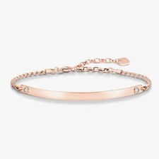 Image of Genuine Thomas Sabo 925 Rose Gold Plated Heart Lovebridge Rope Bracelet 19.5cm