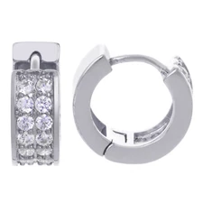 Men's Women's Gold Silver Black Tone Iced CZ Huggie Hoop Snap Earrings HE 215