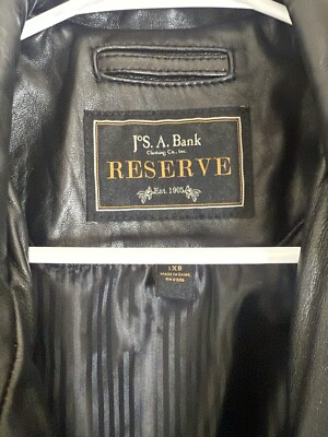 Jos. A. Bank Reserve Black 100% Genuine Leather Zip Jacket – Size