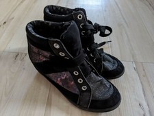 JUSTICE Sparkle HIGH TOPS Kid  s Glitters And Sequins Sneakers Shoes Black Size 2