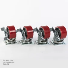 4" x 2" Swivel Casters Polyurethane Wheel w/ Brake 700lb each (4) Tool Box
