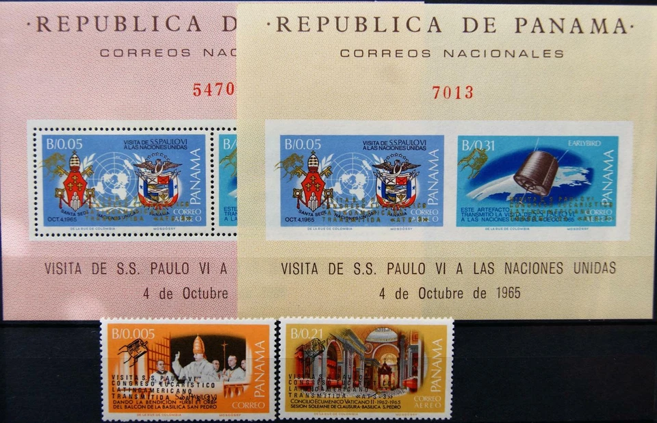 PANAMA 1968 1097-98 Block 96 A-B Besuch Papst Visit Pope Paul VI Satellit Space - Bild 1 von 1