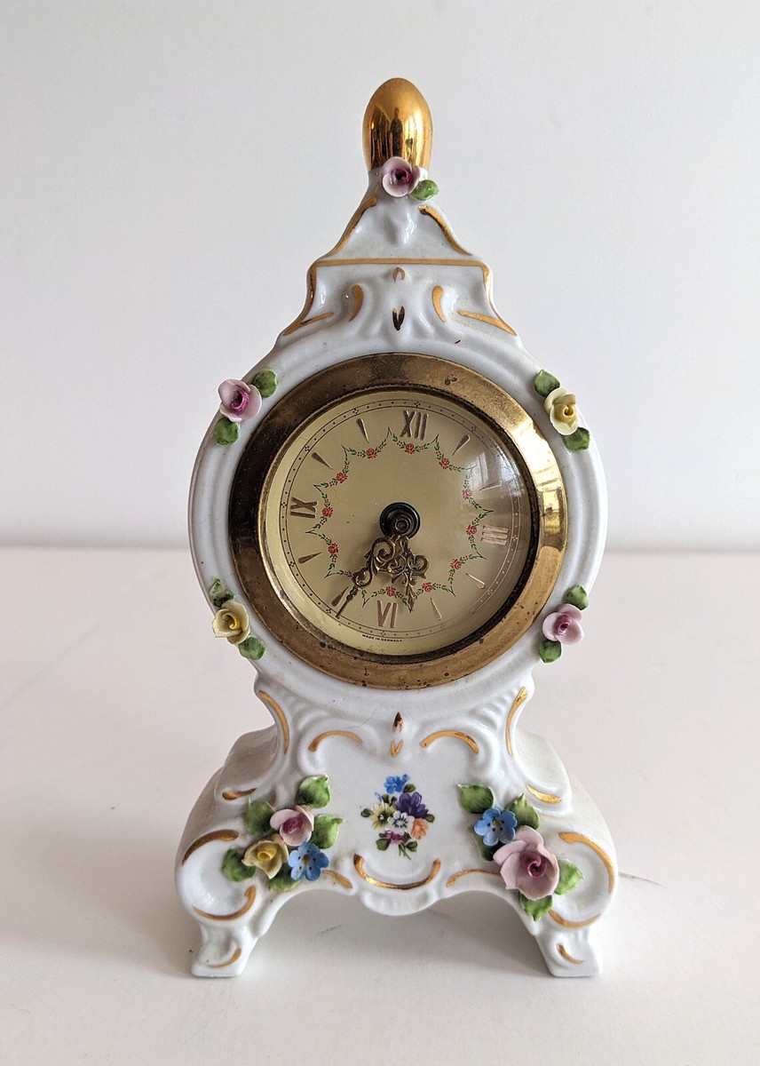 Sandizell Dresden ヴィンテージマントル時計　フローラル West Germany Mantel clock Dresden Sandrizell Handarbeit Antique | eBay