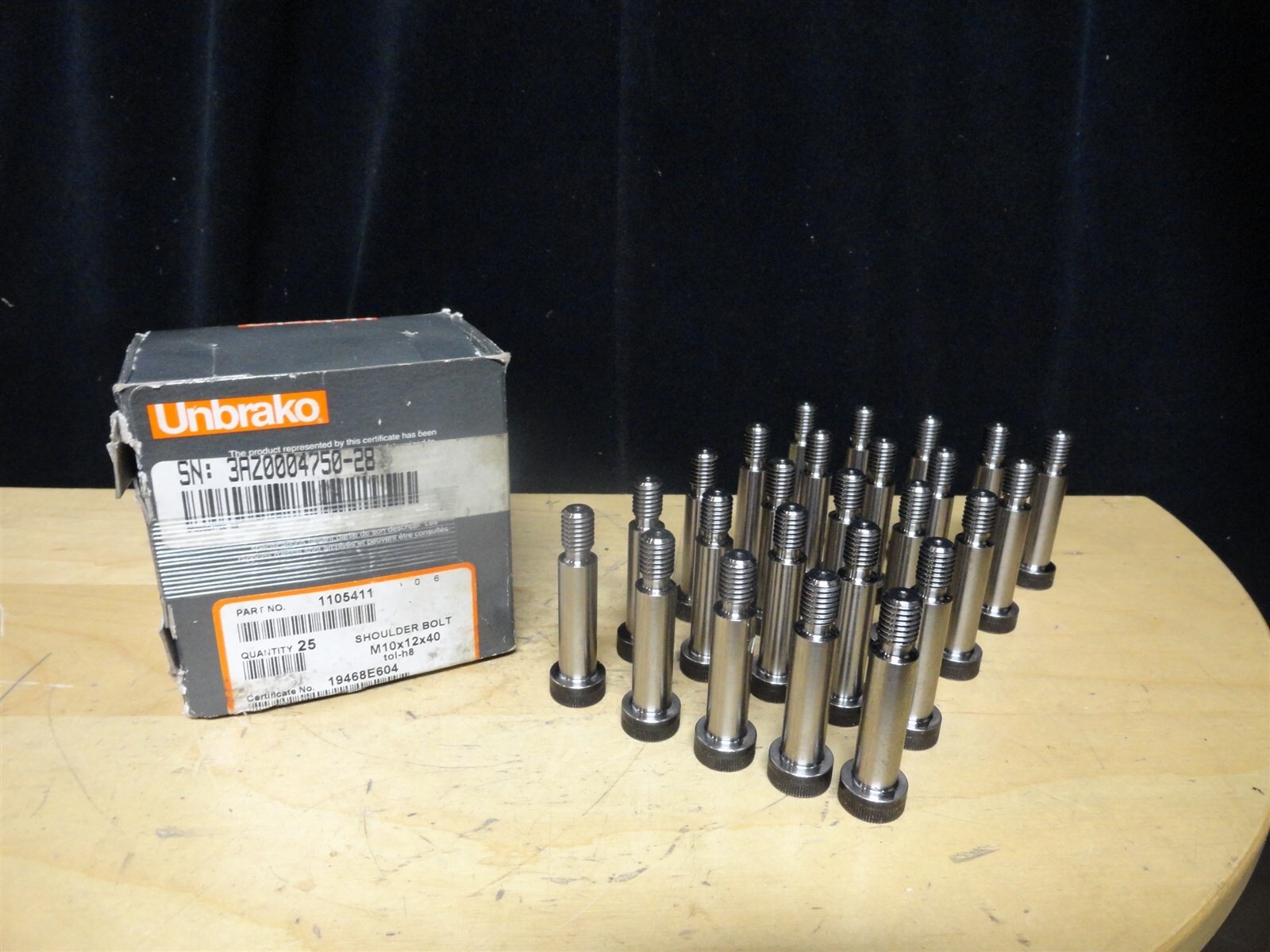 (25) UNBRAKO SHOULDER BOLT SIZE M10 x 12mm x 40mm PART