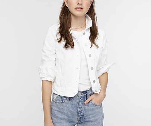 J Crew Women's White Denim jacket in 