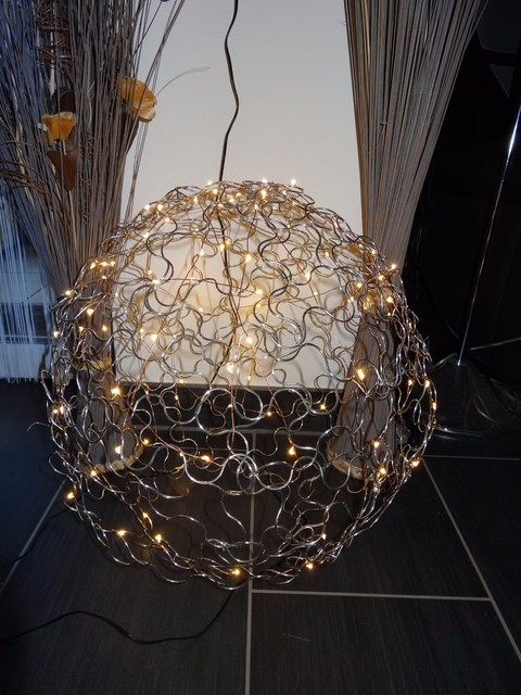 Drahtkugel Lampe Alu Led 45 Cm Handarbeit Garten Geschenk Strom