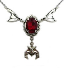 Gothic Victorian Bat Wing Necklace Silver Choker Pendant Vampire Jewelry Goth 