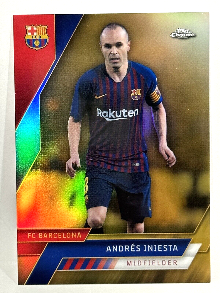 2022-23 Topps Chrome FC Barcelona Team Legend Andres Iniesta Gold Refractor /50