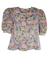 VINTAGE JACKET SKIRT Sz 8 Floral Jessica Howard 80s Shoulder Pads Grandma Suit