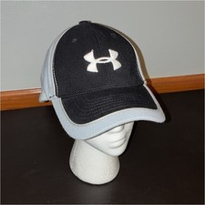 Under Armour Men’s Baseball Cap M/L Black Gray Solid Stretch Fit Hat