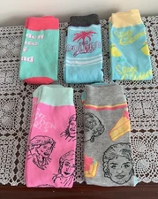 Five Pairs ABC Studios Golden Girls Betty White Themed Ladies Crew Socks New