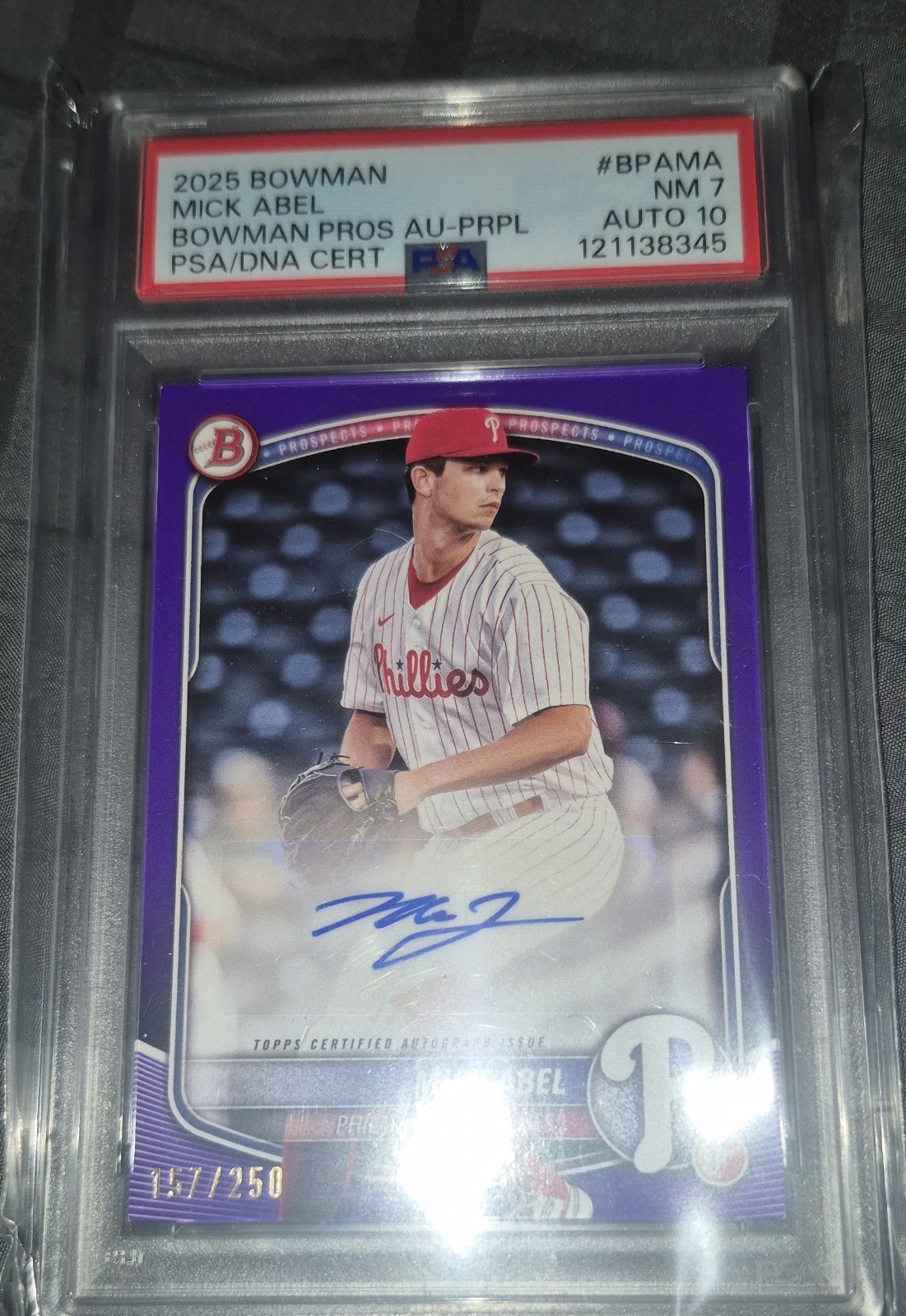 2025 Bowman - Paper Prospect Retail Autographs Mick Abel #BPA-MA Purple /250...