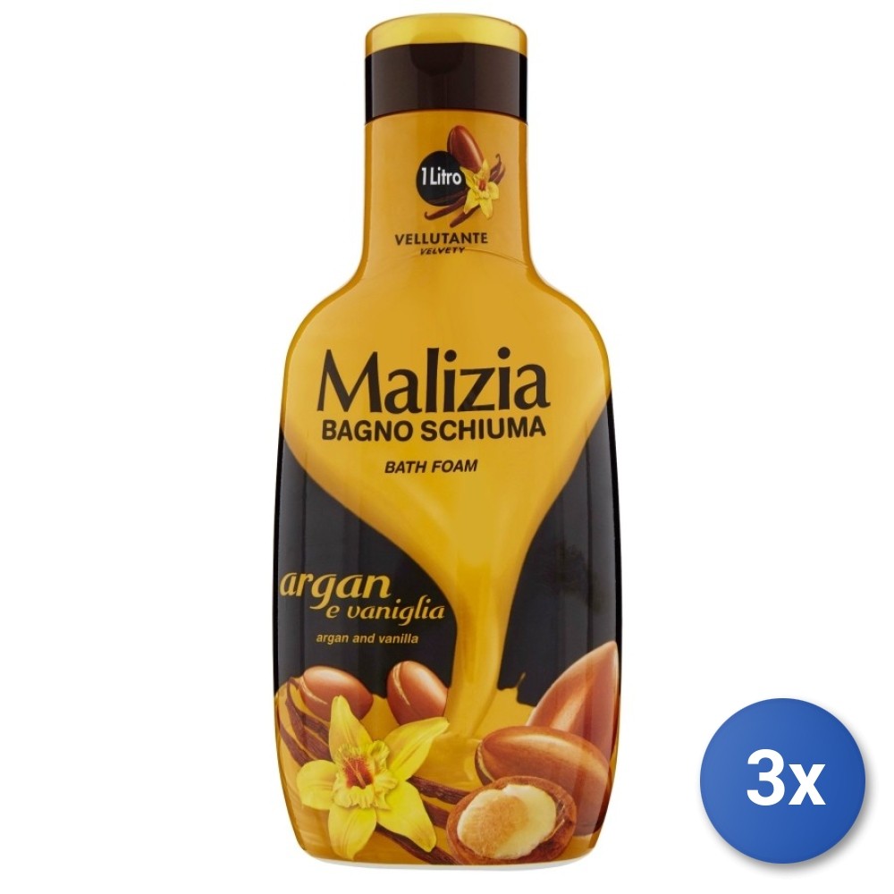 3X Malizia Bath 1000 ML. Argan/Vanilla
