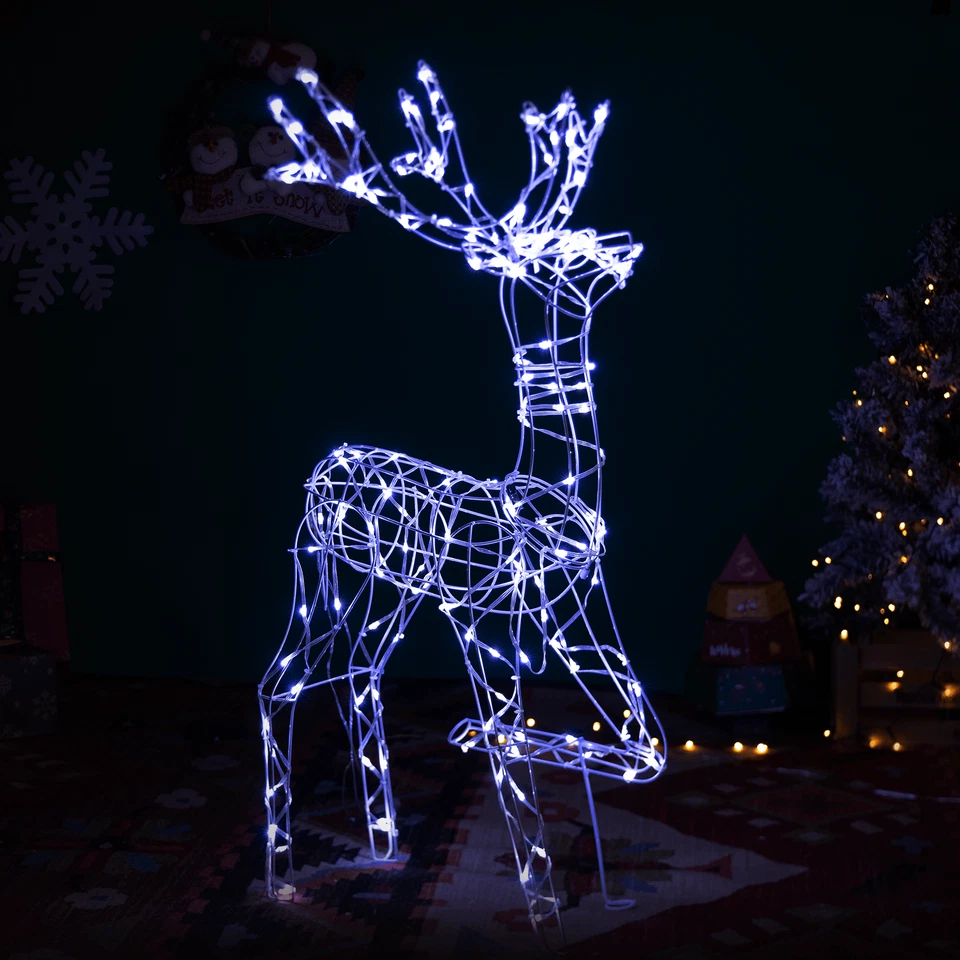 RENNA NATALIZIA LUMINOSA LED ESTERNO IP44 FREDDA ICE 3D NATALE 100Cm AIGOSTAR - Immagine 3 di 4