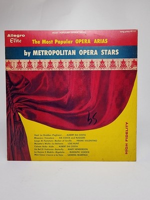 METROPOLITAN OPERA STARS   Most Popular ARIAS LP 1956 Hi-Fi Allegro Elite