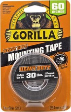 Gorilla Heavy Duty Mounting Tape, Double-Sided, 1" x 60", Black - 24 Pack