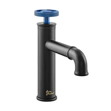 Swiss Madison Avallon Bathroom Faucet Matte Black Single Handle Blue Control