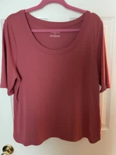 Talbots Desert Pink Scoop Neck Knit Top, Elbow Slves,shaped Hem,xl