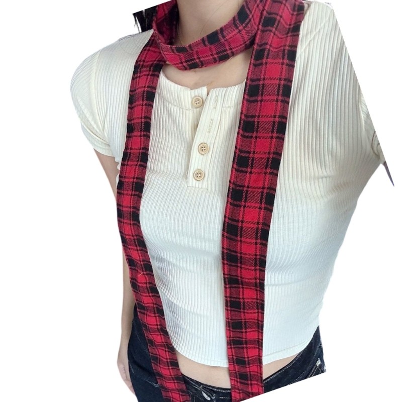 Jerchief Elegant Long Neck Wrap Scarf Wool Blend Fabric Kerchief Checkered ...