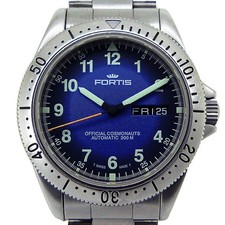 FORTIS 610.22.158.1 Cosmonaut Day Date Blue Used Wrist Watch Automatic
