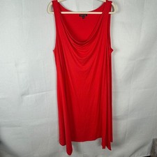 Eileen Fisher Red Cowl Neck Sleeveless Midi Dress XL Handkerchief Hem Jersey