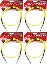 4 Rockville RCGT3.0Y 3' 1/4" TS to 1/4'' TS Guitar/Instrument Cable