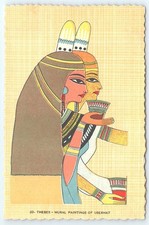 Postcard Thebes Mural Paintings of Userhat Artistic Rendering Egyptian c1939