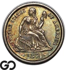 1874 Seated Liberty Dime, Arrows, RARE This Nice, Solid Gem BU++ Key Date