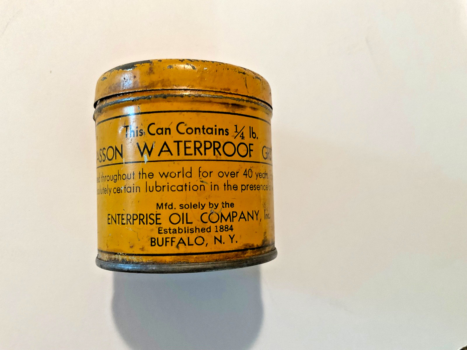 Lata de grasa Kasson impermeable Enterprise Oil Co. Inc Buffalo NY LK versión antigua