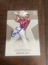 CHRISTIAN SMITH 2020 LEAF PERFECT GAME NATIONAL SHOWCASE RC #120 AUTO SIGNED IP