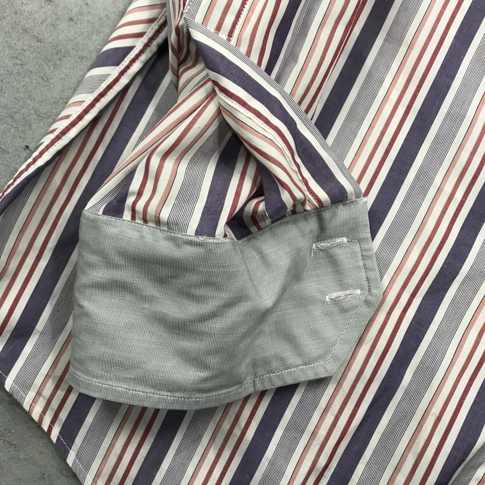 Camisa Ted Baker Para Hombres 16 1/2 34 35 Púrpura Rojo Rayas Vestido Algodón Canadá Nueva con Etiquetas Foto 3 de 4