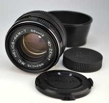 EXC 1993 SOVIET USSR MC HELIOS-44M-7 SLR lens, f2/58, M42 mount  HOOD 8 