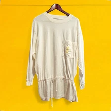 Vintage 90s ESPRIT Cinch Waist T-Shirt Womens Medium Unique Oversized Pocket Tee