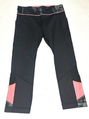 Lululemon Pace Rival Crop *22'' Black / Blooming Pixie Slate Black Sz 6