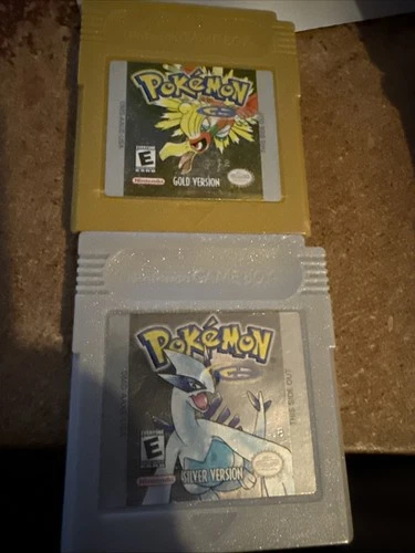 Lot of 2 Nintendo Game Boy Color Games Pokemon Gold and Silver Dry Battery