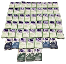 Lot (55) Rit Laundry Treatment Whitener and Brightener Powder 1oz + Blue Green
