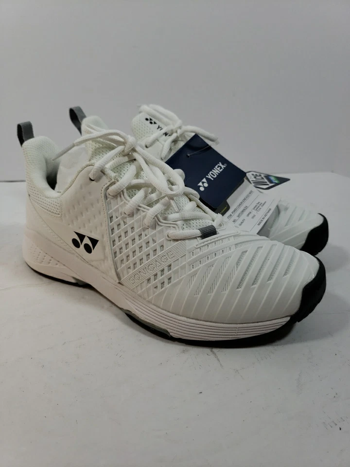 Cojín Yonex Power Sonicage 3 ancho para mujer talla 7,5 blanco/plateado/negro, nuevo con etiquetas Foto 4 de 4