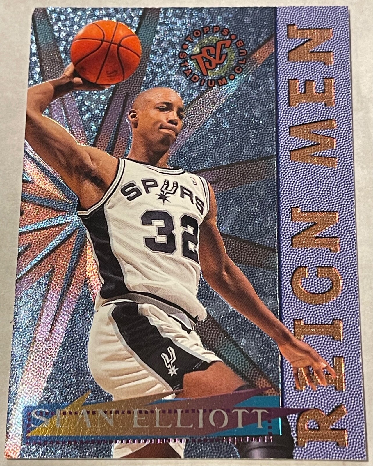 1996 Topps Stadium Club Basketball Reign Men Sean Elliott #RM6,San Antonio Spurs