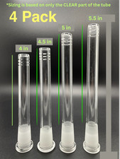 4X Pack Water Pipe Downstem Glass Stem For Bongs & Glass Bowls Attachments