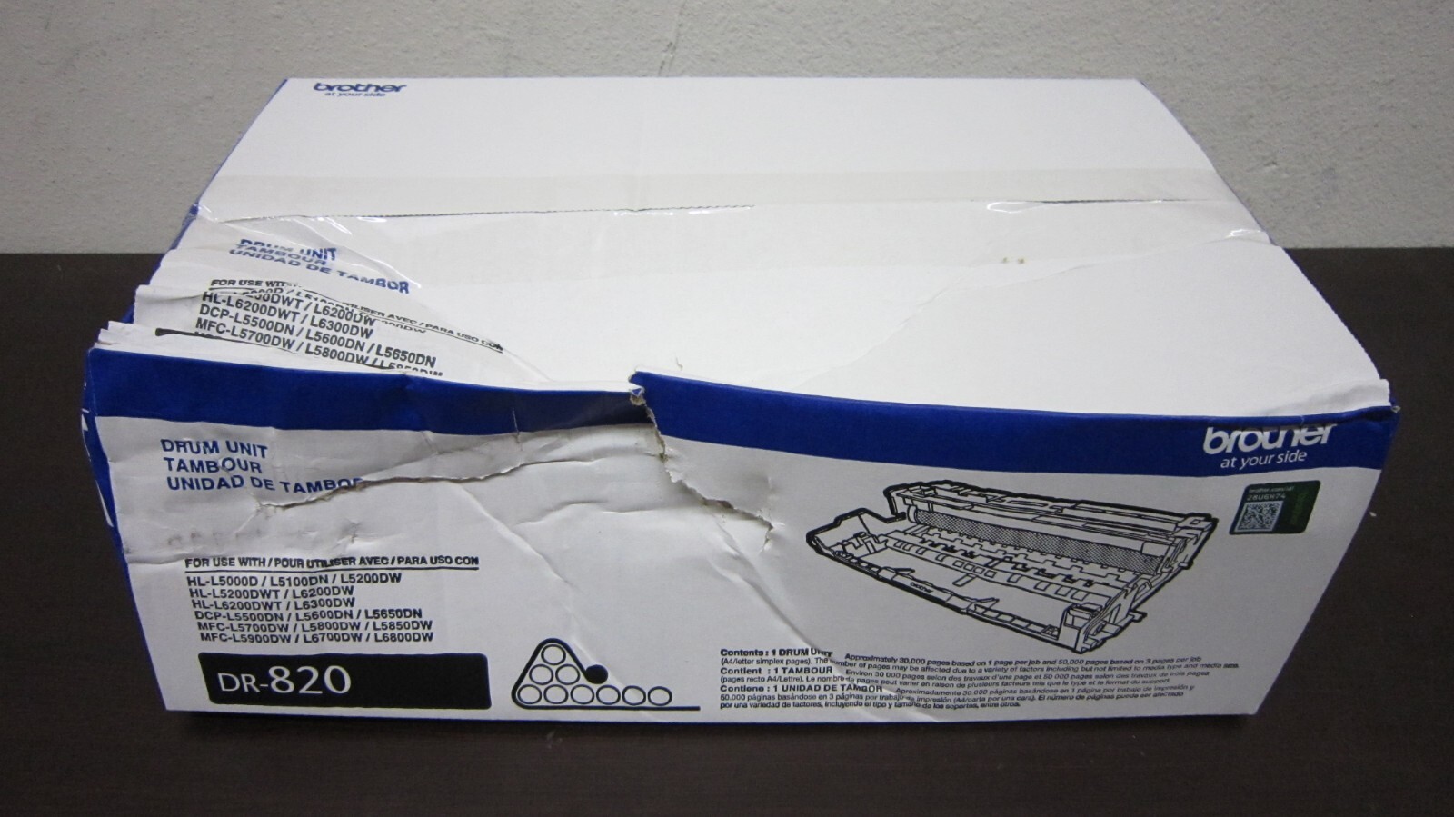 Genuine Brother DR-820 Drum HL-L5000D HL-L5100DN HL-L5200DW NEW Damaged Box