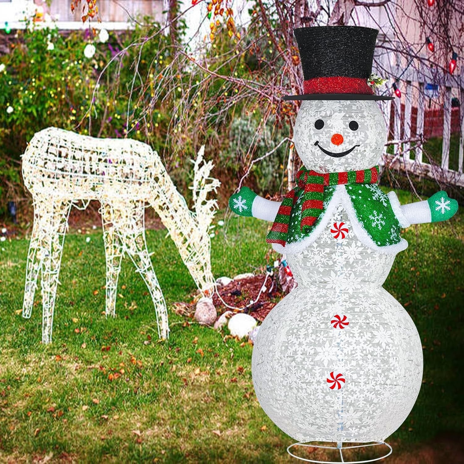 New Lighted PopUp Snowman Outdoor Christmas Decoration w/ 120 LED