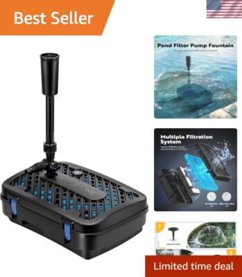 540 GPH Submersible Pond Pump & Fountain Kit with Adjustable Height Nozzles